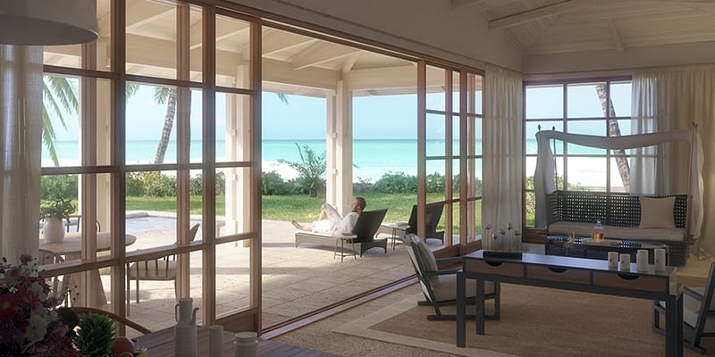 Firefly Villas Bequia - property interior with beach view