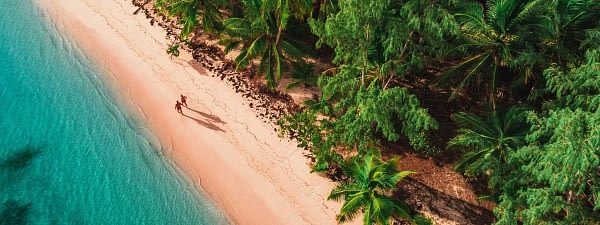 Aerial view of a beautiful beach in the Dominican Republic