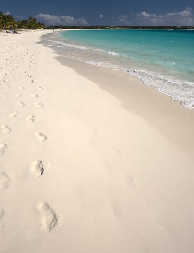 Footprints on the beach in Anguilla