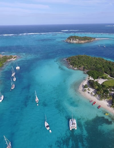 Aerial view of the Tobago Cays in St Vincent & the Grenadines