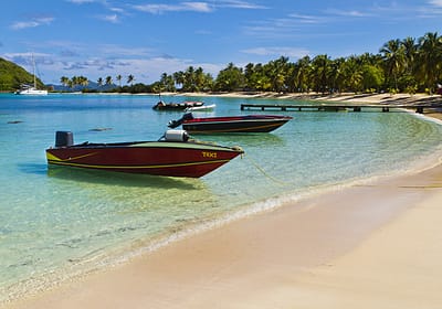 Boats at Salt Whistle Bay, Mayreau in St Vincent & the Grenadines