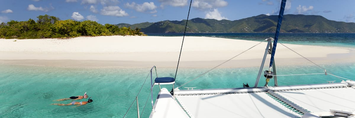 View of a beach in the BVI from the water