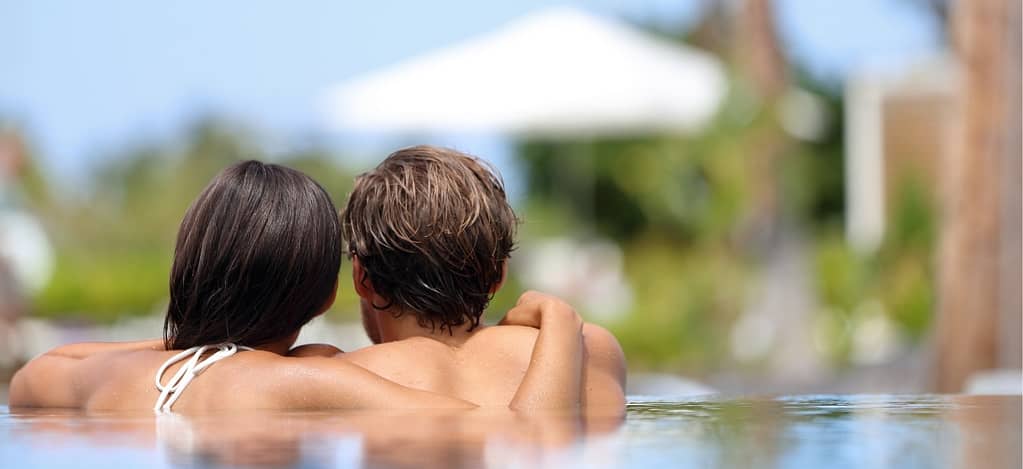 Couple relaxing in a pool