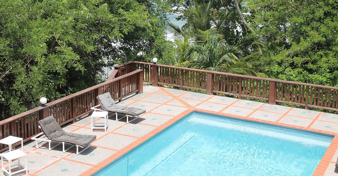 3 bedroom beachfront home for sale in Bacolet, Tobago - pool