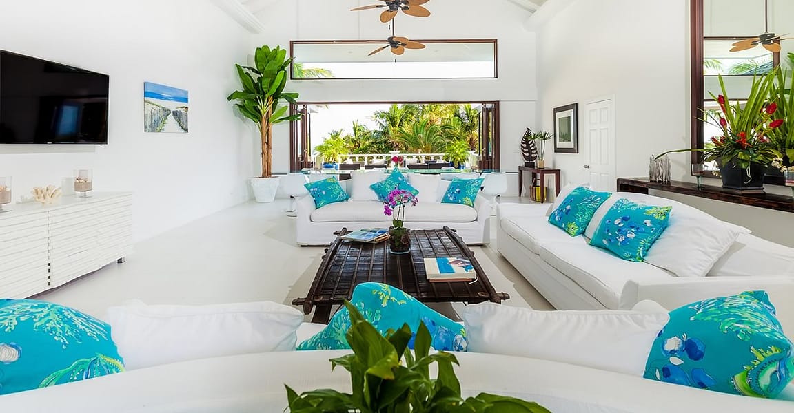 Ultra-luxury beachfront home for sale, Little Harbour, Anguilla - living room