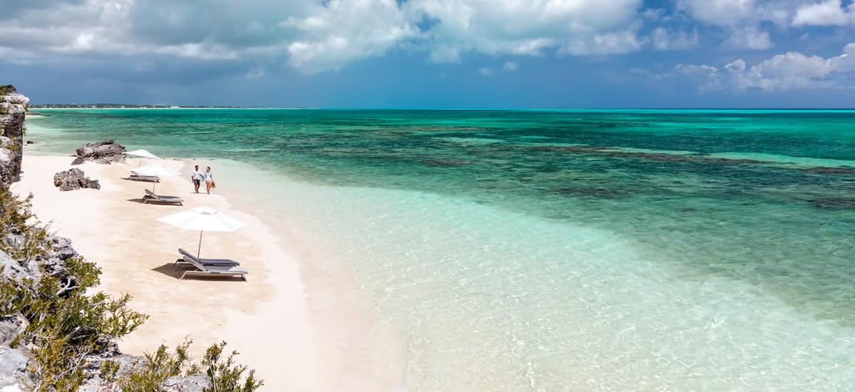Secluded white sand beach on the northern shore of Providenciales