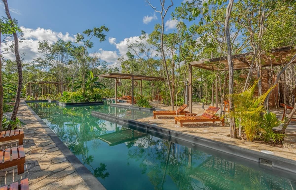 The pool at Aldea Savia in Tulum, Mexico