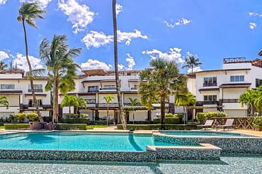 Apartment for sale in Terrazas del Atlantico, Las Terrenas, Samana, Dominican Republic - building and pool