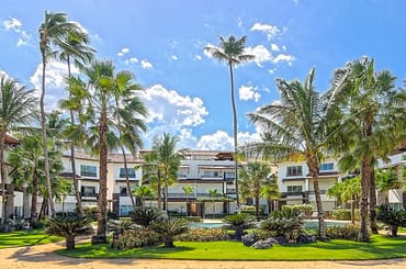 Apartment for sale in Terrazas del Atlantico, Las Terrenas, Samana, Dominican Republic - building and gardens
