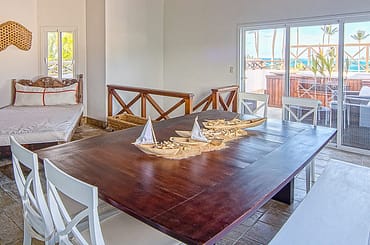 Apartment for sale in Terrazas del Atlantico, Las Terrenas, Samana, Dominican Republic - living room and terrace