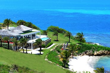 Beachfront home for sale, Antigua - aerial