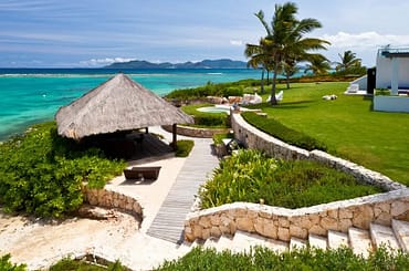 Ultra-luxury beachfront home for sale, Little Harbour, Anguilla - garden & sea view