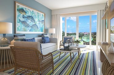 Condos for sale at Hard Rock Golf Club at Cana Bay in Punta Cana, Dominican Republic - living room
