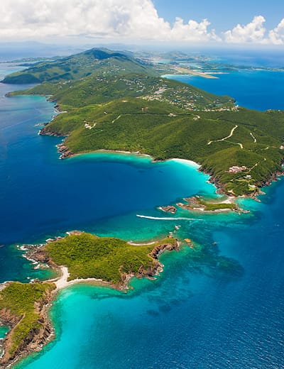 Aerial view of West End, St Thomas in the US Virgin Islands