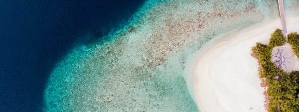Aerial view of a spectacular private island