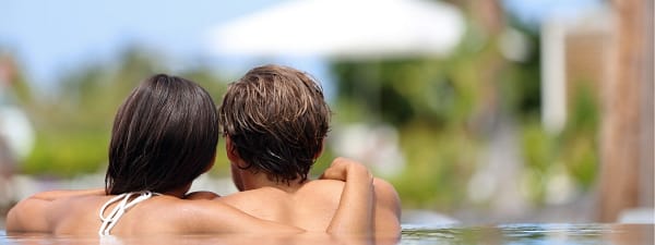 Couple relaxing in a pool