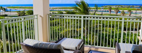 Luxury condos for sale, Great Exuma, Bahamas - terrace & view