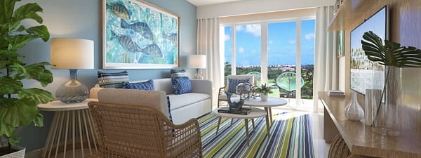 Condos for sale at Hard Rock Golf Club at Cana Bay in Punta Cana, Dominican Republic - living room