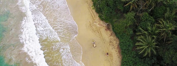 Aerial view of a beautiful beach in Costa Rica
