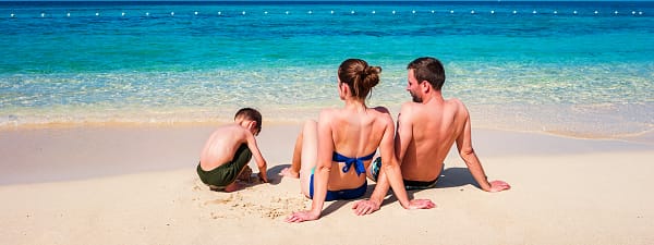 Family on the beach in Montego Bay, Jamaica