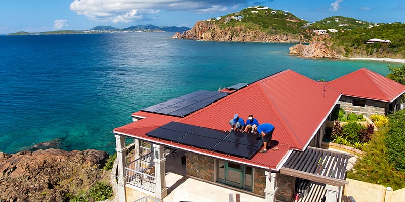 Fitting solar panels in the Caribbean