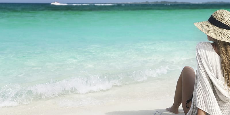Woman on the beach in The Bahamas