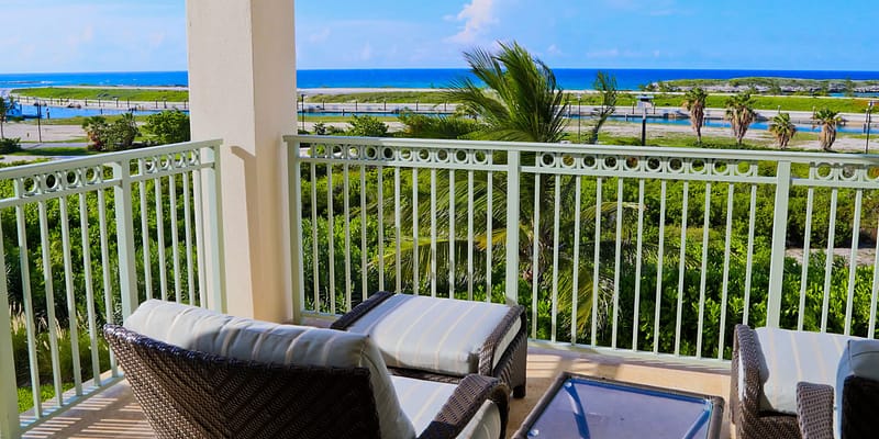 Luxury condos for sale, Great Exuma, Bahamas - terrace & view