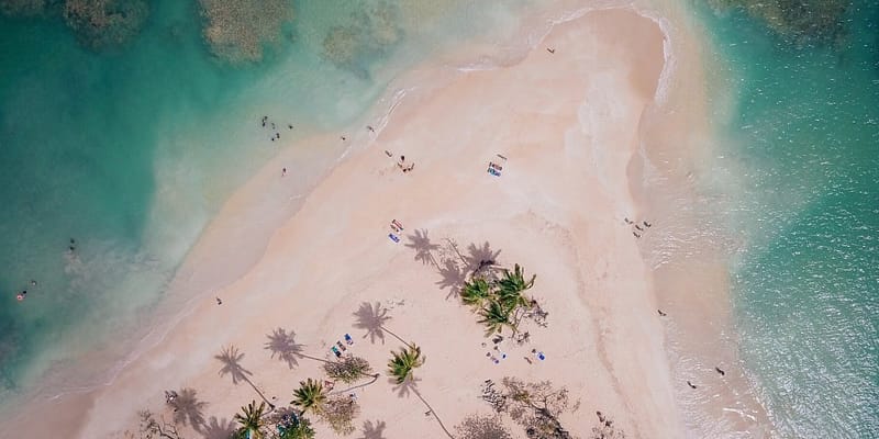 Beautiful beach in the Caribbean - aerial view